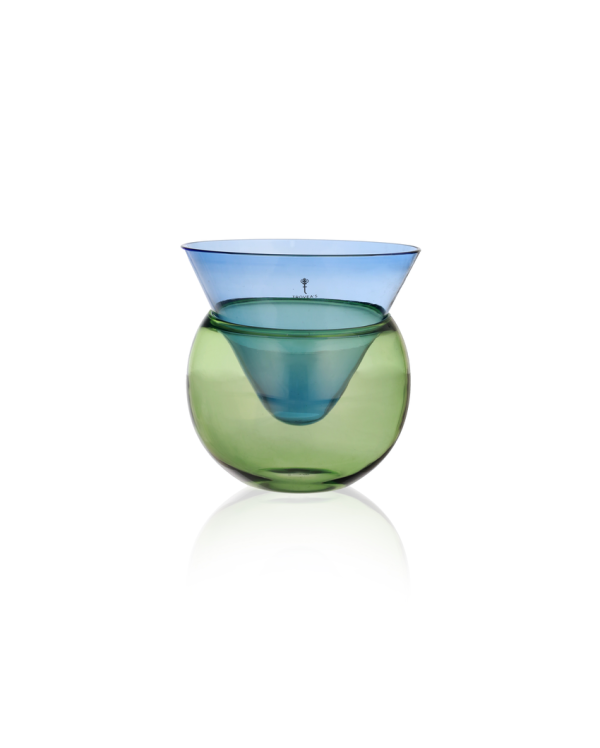 Beautiful Ice Chiller With Top Blue And Bottom Green Cocktail Glass with Gift Box | Set of 2 |190 ml Fashion