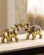 Chic Ornate Resin Elephant Figurines | Set of 2 | 2 x 3 x 5 inches on Sale