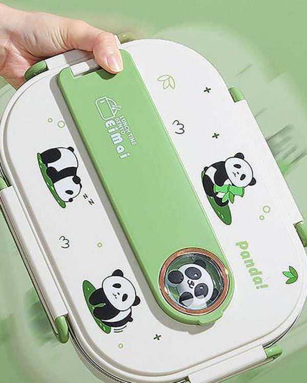 2D Panda Stainless Steel Lunch Box Set With Insulated Matching Lunch Bag For Kids & Adults | 1500 ml Hot on Sale