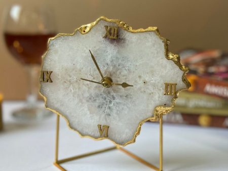 Antique Agate Stone Desktop Table Clock For Home Decor | 5 x 5 x 7 inches Hot on Sale