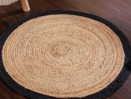 Hand Braided Black Border Jute Rug | 39 inches on Sale