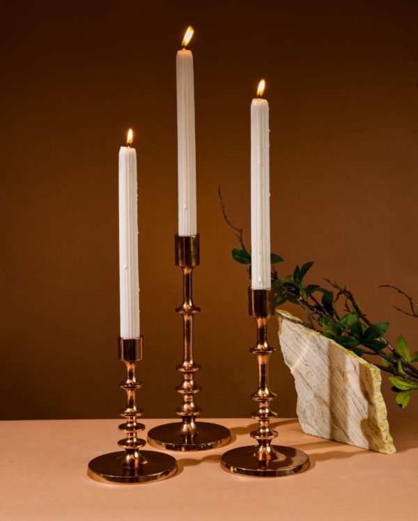 Radiance Metal Pillar Candle Stands | Set Of 3 Discount