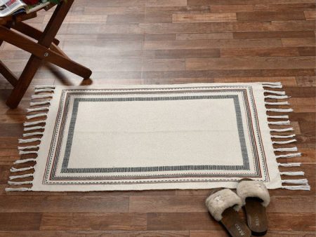 Square Bohemian Natural Tassel Cotton Rug | 35 x 24 inches Online Hot Sale