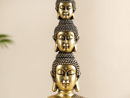 Ornate Resin Golden Buddha Heads Showpiece | 3 x 5 x 11 inches on Sale