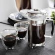 1 Litre Cafetiere With Two Coffee Glasses Trieste Gift Set For Sale