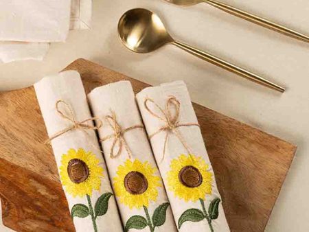 Amber Sunflower Cotton Slub Napkins Online Sale