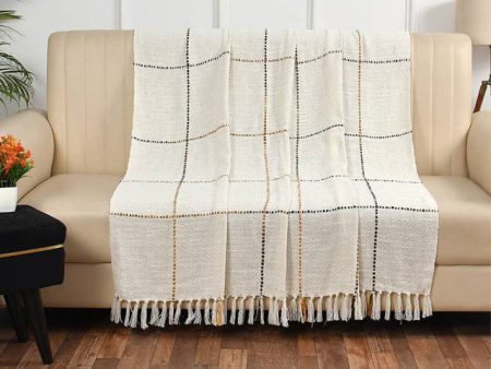 Handwoven Cotton Throw With Multi Grid Pattern | 63 x 51 inches For Cheap