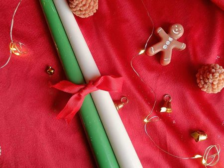 Holiday Christmas Taper Pillar Candles | Set of 2 | 2 x 10 inches Cheap