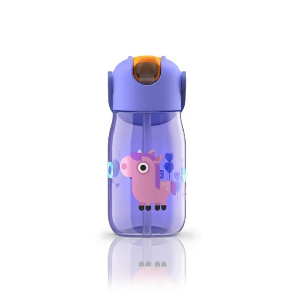 Zoku Purple Kids Flip Straw Bottle with Straw & Carrying Cord | 415ml Hot on Sale