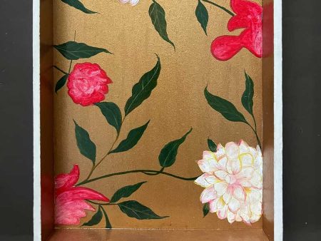 Blooming Roses Wooden Tray | 16 x 8 inches Online Sale