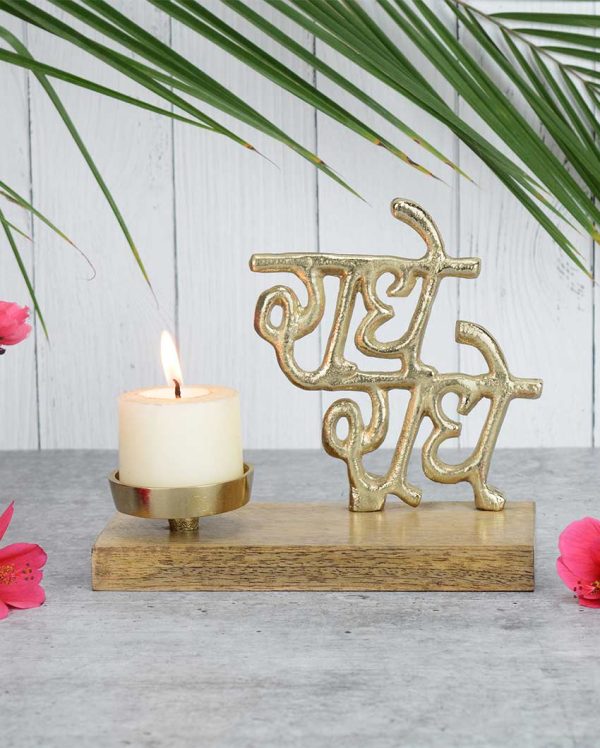 Radhe Radhe Divine Festive Candle Holder | 7 x 4 x 6 inches Online Sale