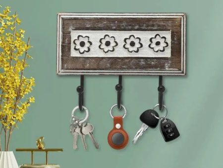 Floral 3 Hooks Key Holder Hot on Sale