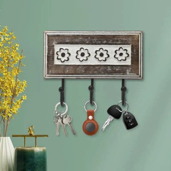 Floral 3 Hooks Key Holder Hot on Sale