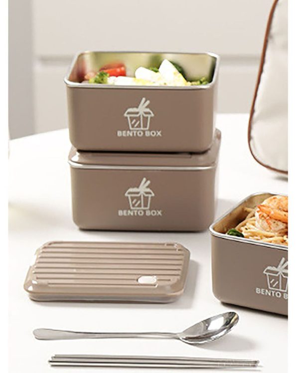 Sophisticated Stainless Steel Lunch Box 3 Container With Lunch Bag Set Online Hot Sale