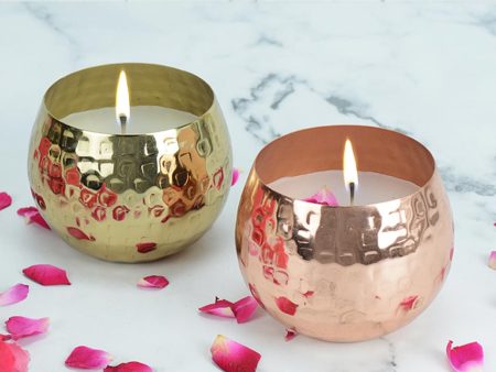 Amber Glow Scented Ambiance Metal Candle Jar Set | Pack of 2 | 7.6 x 7.6 cm   3 x 3 inches For Discount