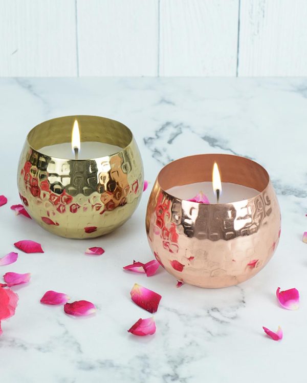 Amber Glow Scented Ambiance Metal Candle Jar Set | Pack of 2 | 7.6 x 7.6 cm   3 x 3 inches For Discount