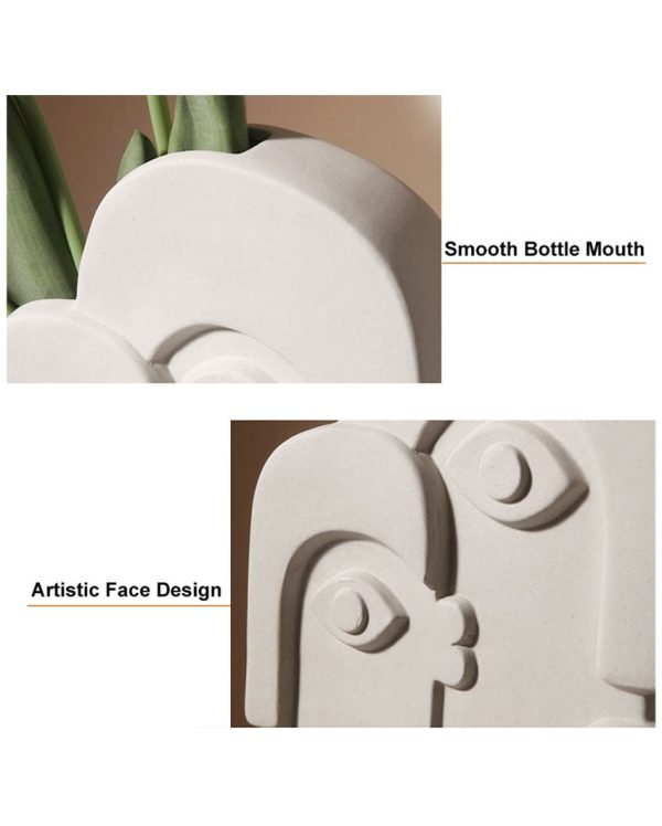 Double Face Abstract Ceramic Vase | 6 x 10 inches For Sale