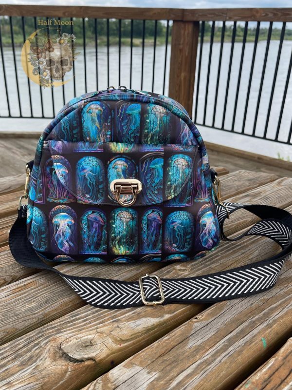 Bowler style handbag with colorful jelly fish For Cheap