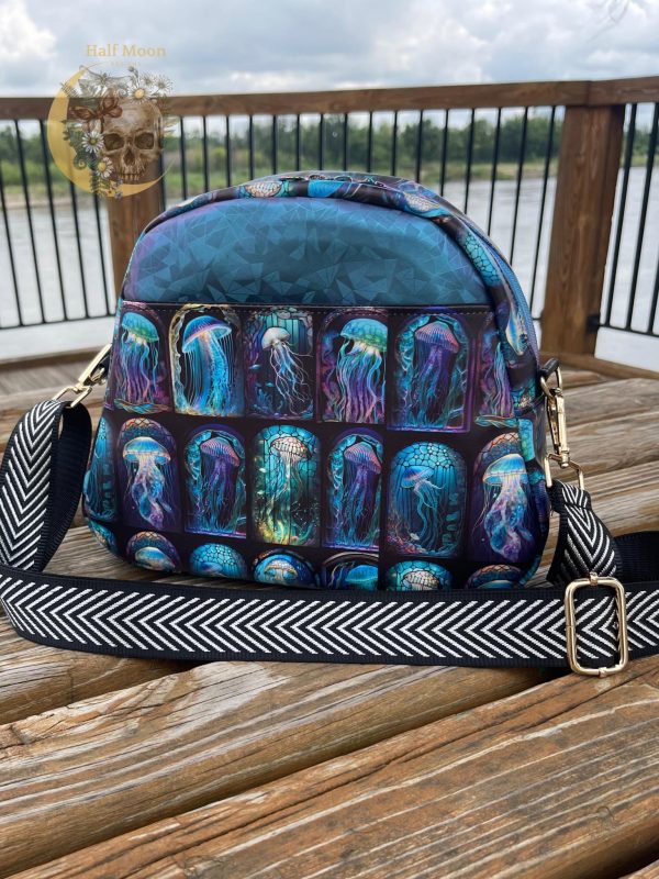 Bowler style handbag with colorful jelly fish For Cheap